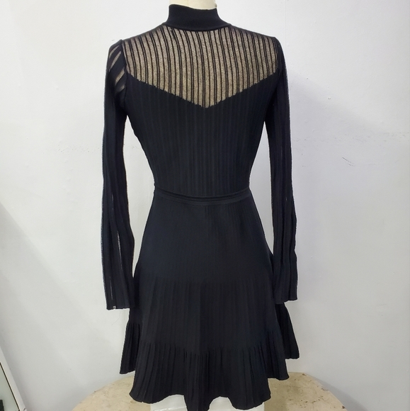 Reiss CLEMMY SHEER STRIPE KNITTED DRESS Black - Picture 7 of 10